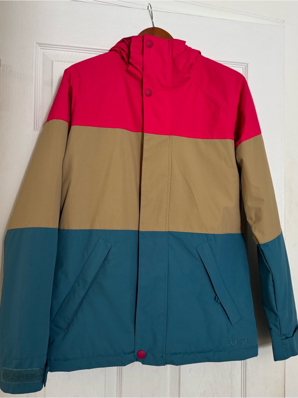 Burton Women's Colorblock Ski Jacket in Hot Pink, Tan & Teal